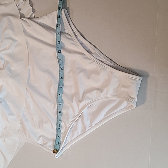 Sugar Coast By Lolli Swim White Ruffle Flounce Bandaeu Womens Swimsuit XL NWT - Picture 8 of 11